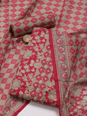Neck Patti Printed Cotton Unstitched Suit Piece With Dupatta