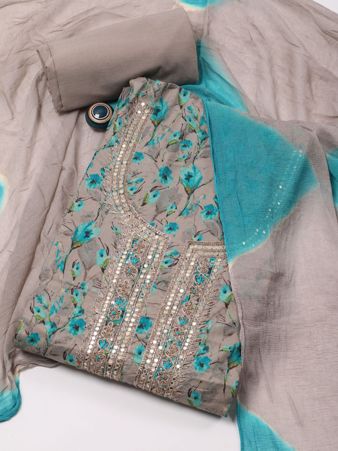 Printed Cotton Unstitched Suit Piece With Dupatta
