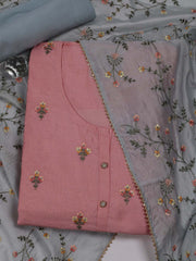 Booti Embroidered Chanderi Unstitched Suit Piece With Dupatta