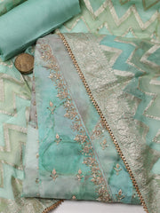 Neck Embroidery & Printed Cotton Unstitched Suit Piece With Dupatta