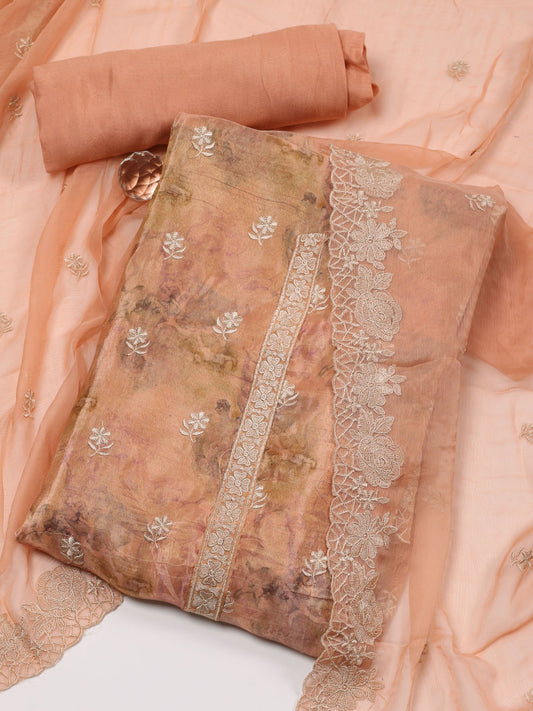 Foil Printed Tissue Unstitched Suit Piece With Dupatta