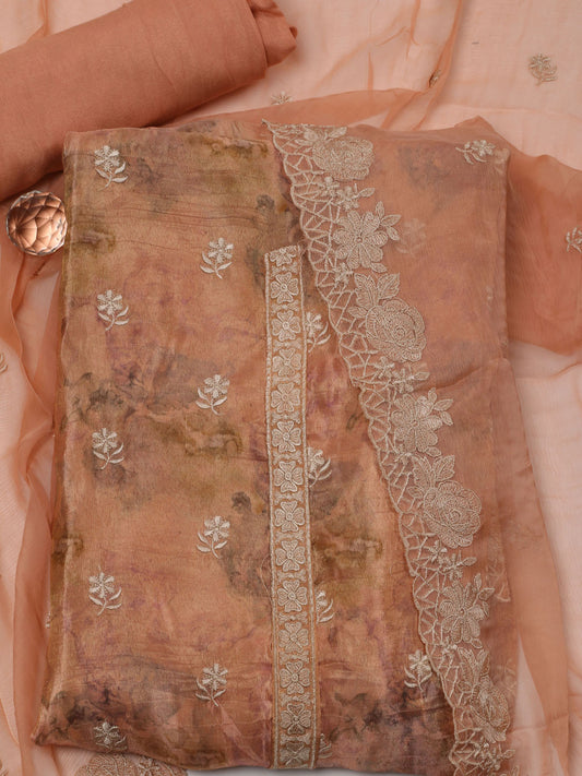 Foil Printed Tissue Unstitched Suit Piece With Dupatta