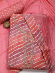 Neck Embroidery & Printed Cotton Unstitched Suit Piece With Dupatta