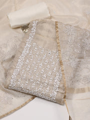 Neck Embroidered Cotton Unstitched Suit Piece With Dupatta