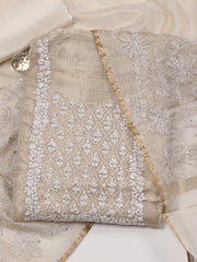 Neck Embroidered Cotton Unstitched Suit Piece With Dupatta