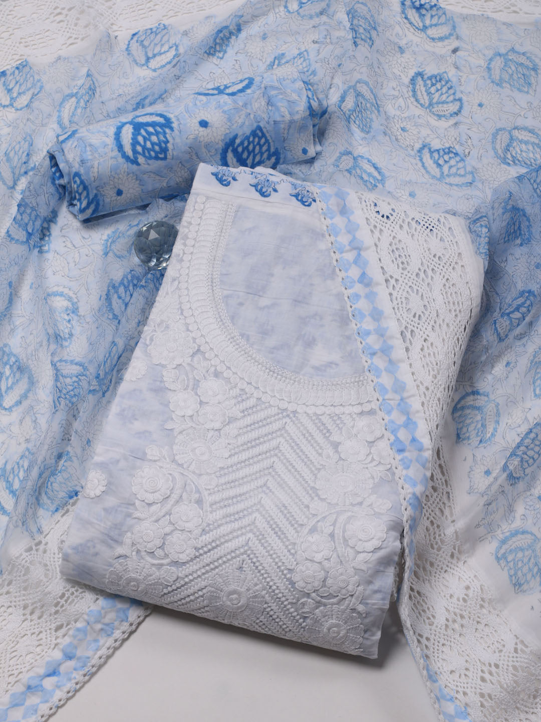 Printed Cotton Unstitched Suit Piece With Dupatta