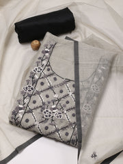 Neck Embroidery Cotton Unstitched Suit Piece With Dupatta