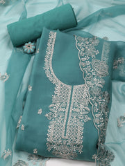 Embroidery Organza Unstitched Suit Piece With Dupatta