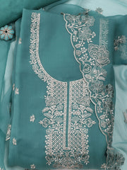 Embroidery Organza Unstitched Suit Piece With Dupatta