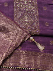 Neck Embroidery Chanderi Unstitched Suit Piece With Dupatta