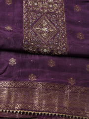 Neck Embroidery Chanderi Unstitched Suit Piece With Dupatta