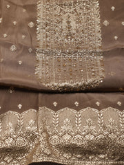 Neck Embroidered Georgette Unstitched Suit Piece With Dupatta
