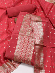 Neck Embroidered Georgette Unstitched Suit Piece With Dupatta