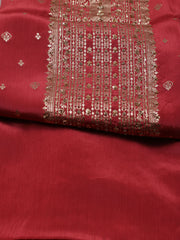 Neck Embroidered Georgette Unstitched Suit Piece With Dupatta