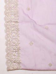 Neck With Ghera Chanderi Unstitched Suit Piece With Dupatta