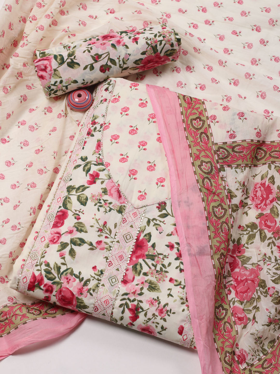Printed Cotton Unstitched Suit Piece With Dupatta