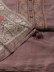 Neck Embroidered Handloom Unstitched Suit Piece With Dupatta