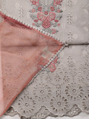 Neck Embroidered Cotton Unstitched Suit Piece With Dupatta