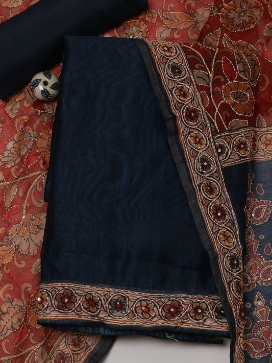 Kantha Printed Chanderi Unstitched Suit With Dupatta