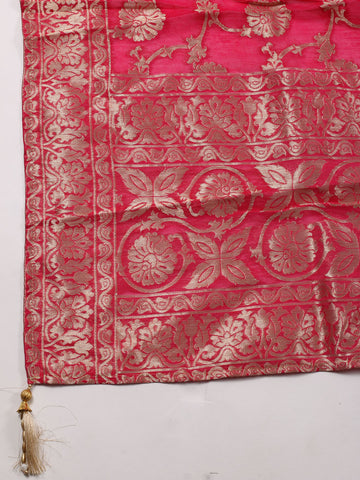 Neck Patti Embroidery Chanderi Unstitched Suit Piece With Dupatta