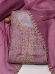 Neck Embroidery Muslin Unstitched Suit Piece With Dupatta