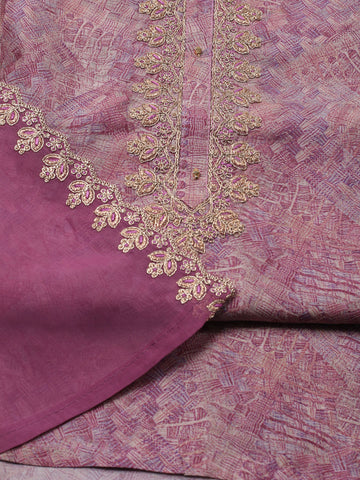 Neck Embroidery Muslin Unstitched Suit Piece With Dupatta