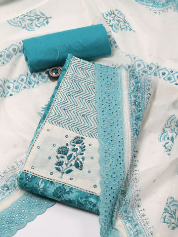 Printed Cotton Unstitched Suit Piece With Dupatta