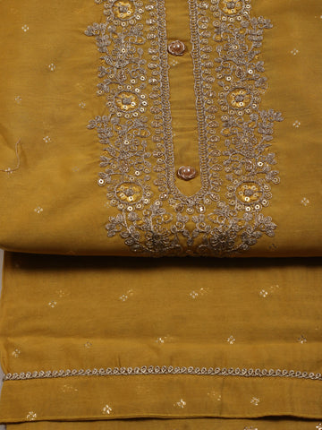 Neck Embroidery Chanderi Unstitched Suit Piece With Dupatta