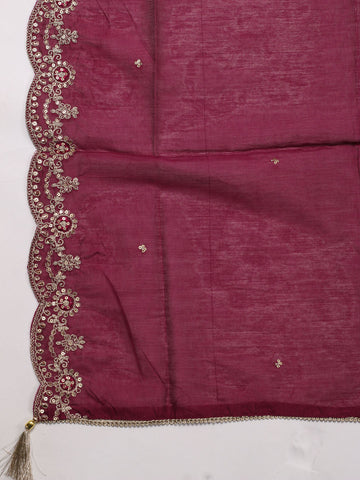 Neck Embroidery Chanderi Unstitched Suit Piece With Dupatta