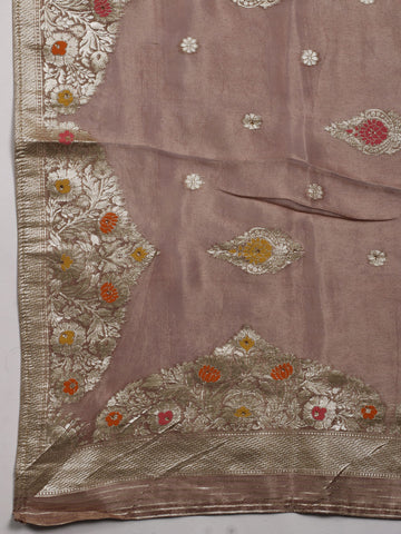 Neck Embroidered Handloom Unstitched Suit Piece With Printed Dupatta