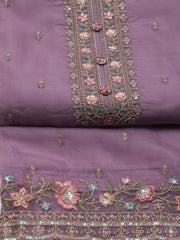 Neck Embroidered Organza Unstitched Suit Piece With Dupatta