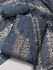 Neck Embroidery Chanderi Unstitched Suit Piece With Dupatta