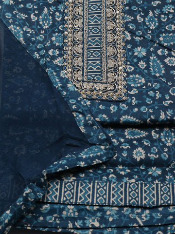 Printed Cotton Unstitched Suit Piece With Dupatta