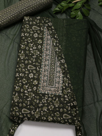 Printed Cotton Unstitched Suit Piece With Dupatta