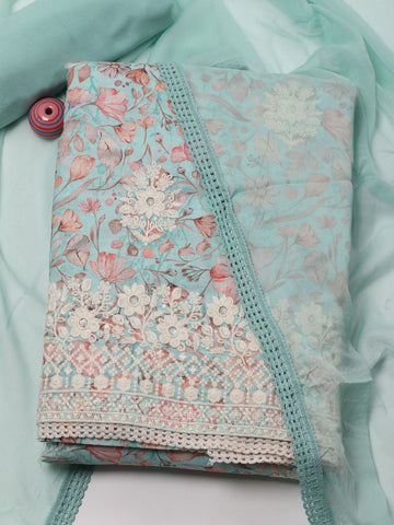 Printed & Embroidered Cotton Unstitched Suit Piece With Dupatta