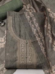 Neck Embroidery Chanderi Unstitched Suit Piece With Dupatta