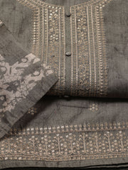 Neck Embroidery Chanderi Unstitched Suit Piece With Dupatta