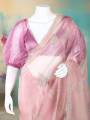 Embelished Organza Pink Saree