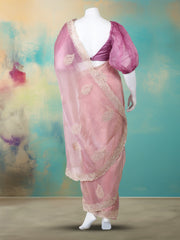 Embelished Organza Pink Saree