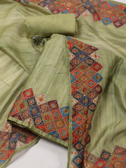 Printed Chanderi Unstitched Suit Piece With Dupatta