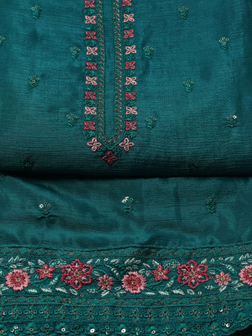 Booti Embroidered Chinon Unstitched Suit Piece With Dupatta