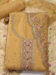 Neck Embroidered Organza Unstitched Suit Piece With Dupatta