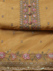 Neck Embroidered Organza Unstitched Suit Piece With Dupatta