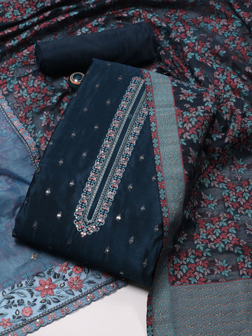 Booti Embroidered Chinon Unstitched Suit Piece With Dupatta