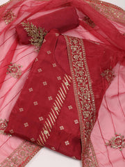 Woven Chanderi Unstitched Suit Piece With Dupatta