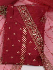 Woven Chanderi Unstitched Suit Piece With Dupatta