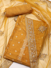 Woven Chanderi Unstitched Suit Piece With Dupatta