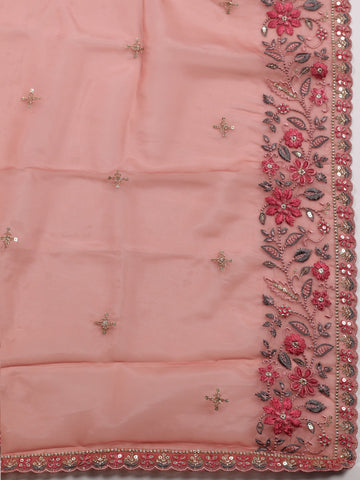 Booti Embroidered Chinon Unstitched Suit Piece With Dupatta