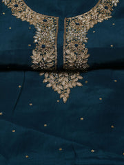 Neck Embroidered Chinnon Unstitched Suit Piece With Dupatta
