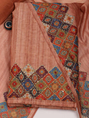 Printed Chanderi Unstitched Suit Piece With Dupatta